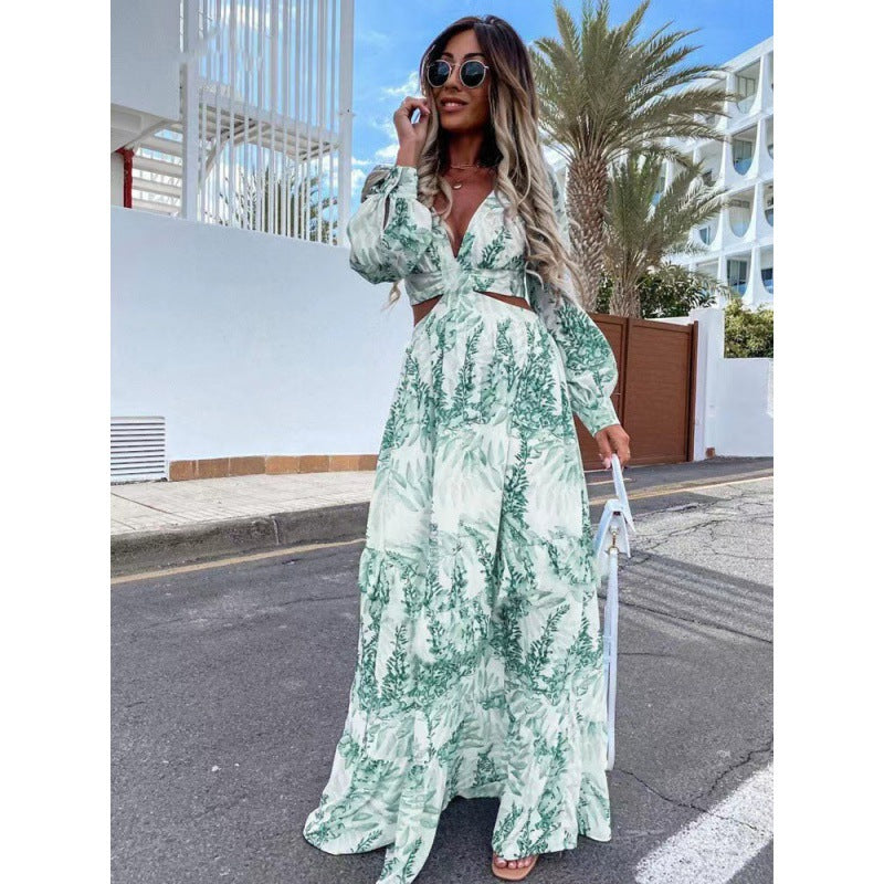 Women's Wear Spring Long Printed Sleeve Elegant Dresses