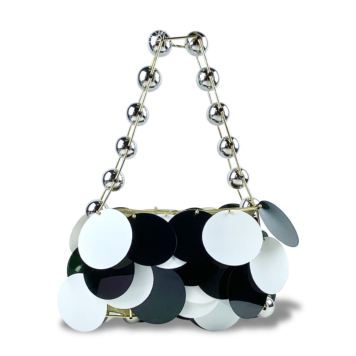 Women's Stringed Pearls Wafer Platinum Sequined Handmade Handbags