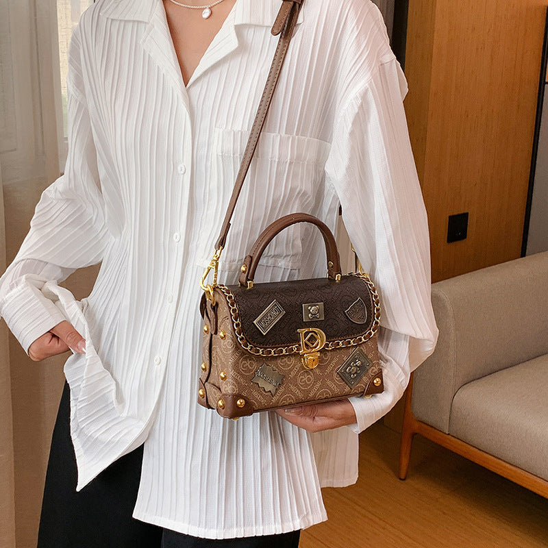 Women's Style Advanced Texture Design Badge Trendy Small Square Bags
