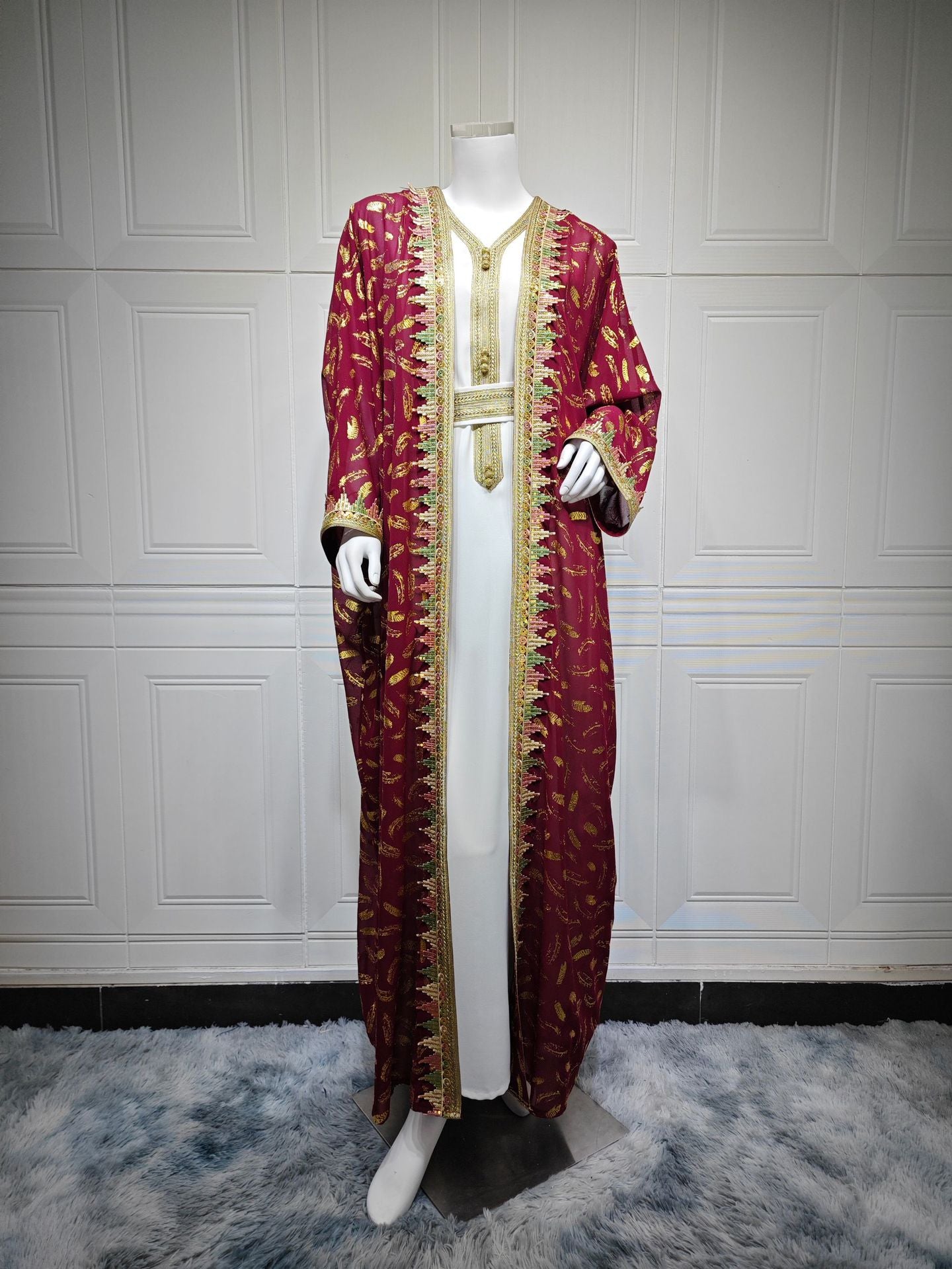 Women's Robe Dress Three-piece Chiffon Bronzing Clothing