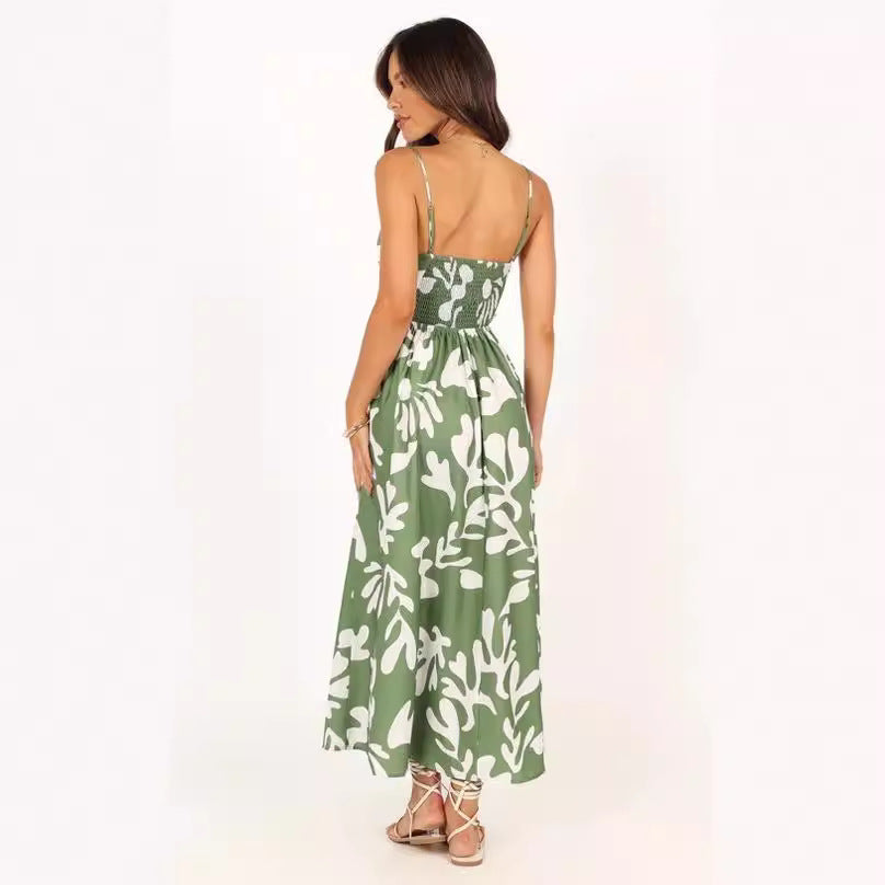 Women's Summer Sexy Backless Floral Slip Dress Dresses