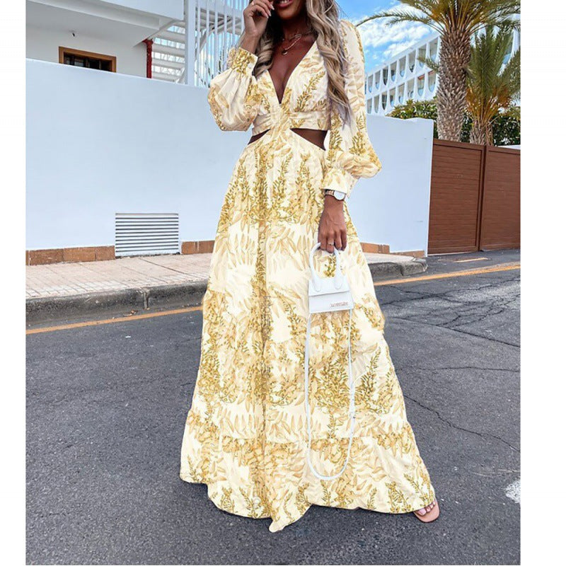Women's Wear Spring Long Printed Sleeve Elegant Dresses