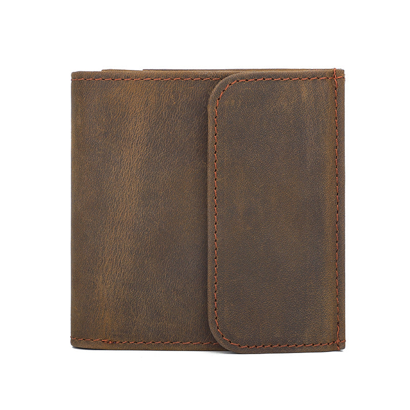 Men's Retro Short Genuine Leather Thin First Layer Cowhide Simple Men's Wallet