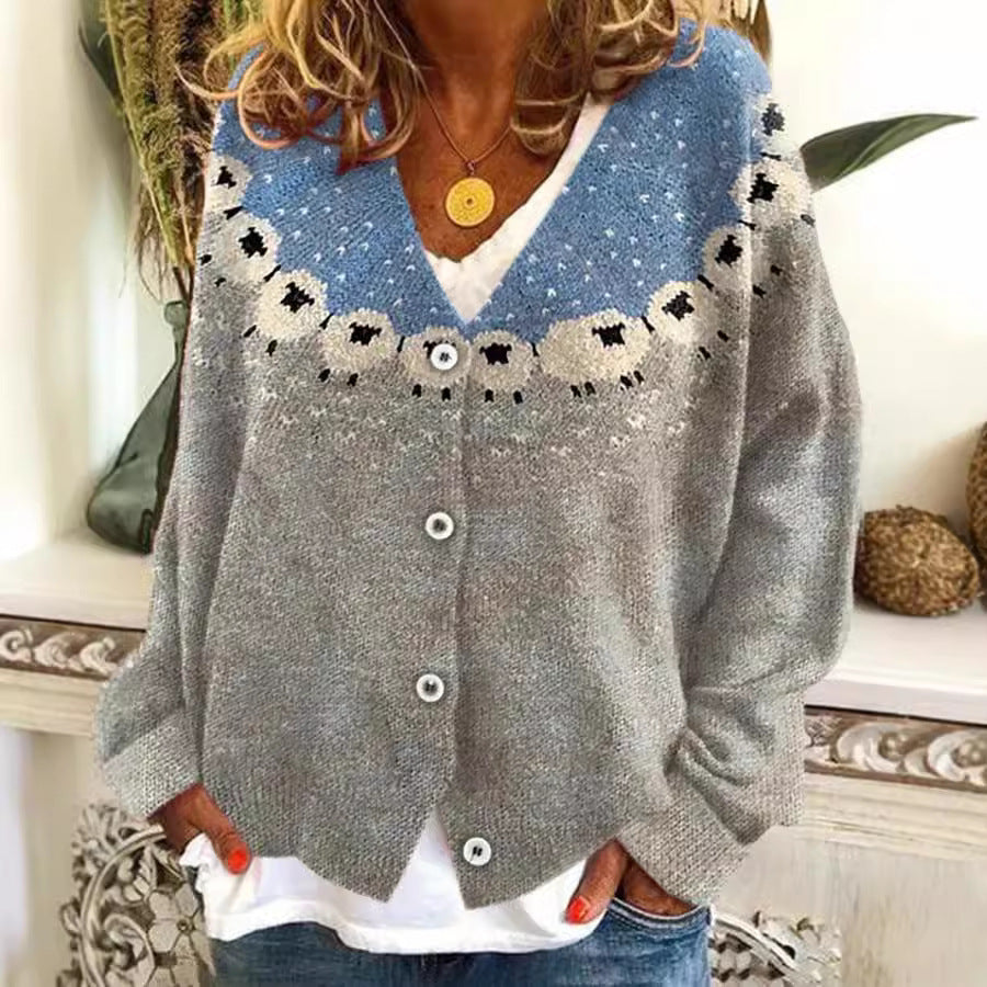 Stylish Christmas Abstract Printing Casual Cloak Sweaters