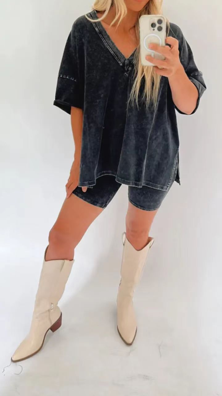 Women's Fashion Loose Casual Fried Color Two-piece Suits