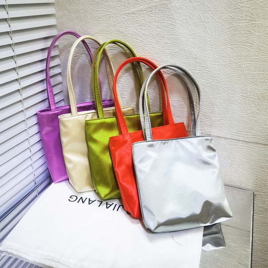 Women's Satin Color Matching Chessboard Plaid Underarm Armpit Bags