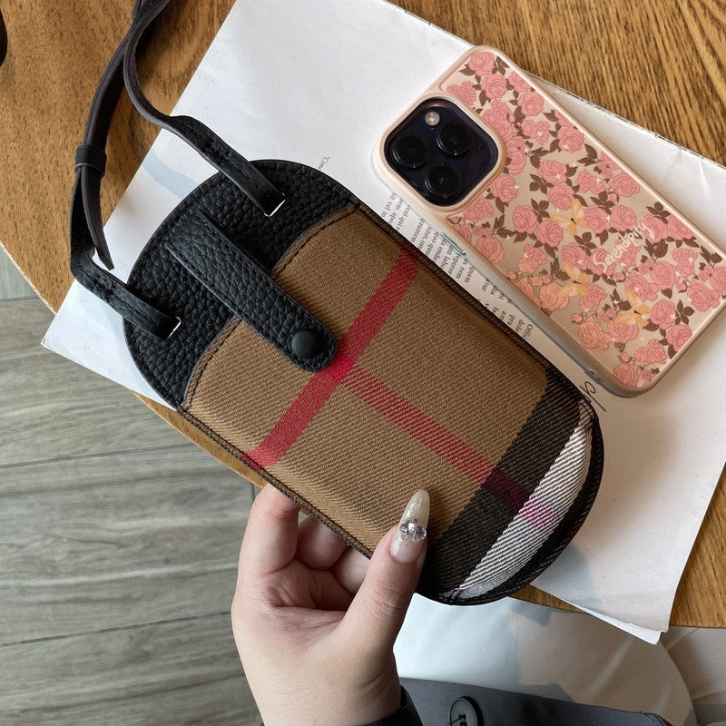 Mobile Light Luxury Genuine Leather Classic Lightweight Clamp Bags