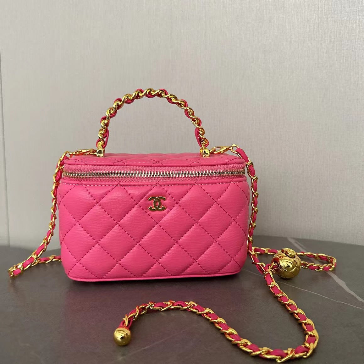 Women's Style Chain Box Genuine Leather Diamond Crossbody Bags