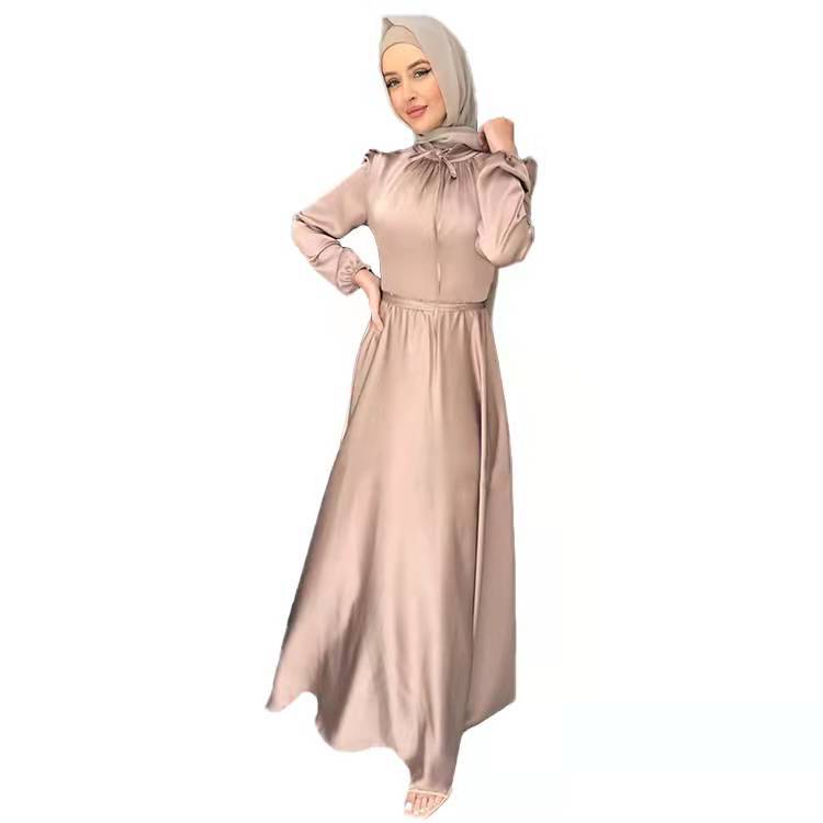 Soft Waist Elegant Satin Dress Large Clothing