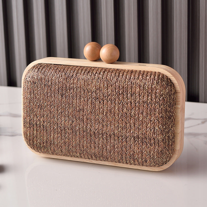 Frame Dinner Woven Fabric Clutch Daily Evening Bags