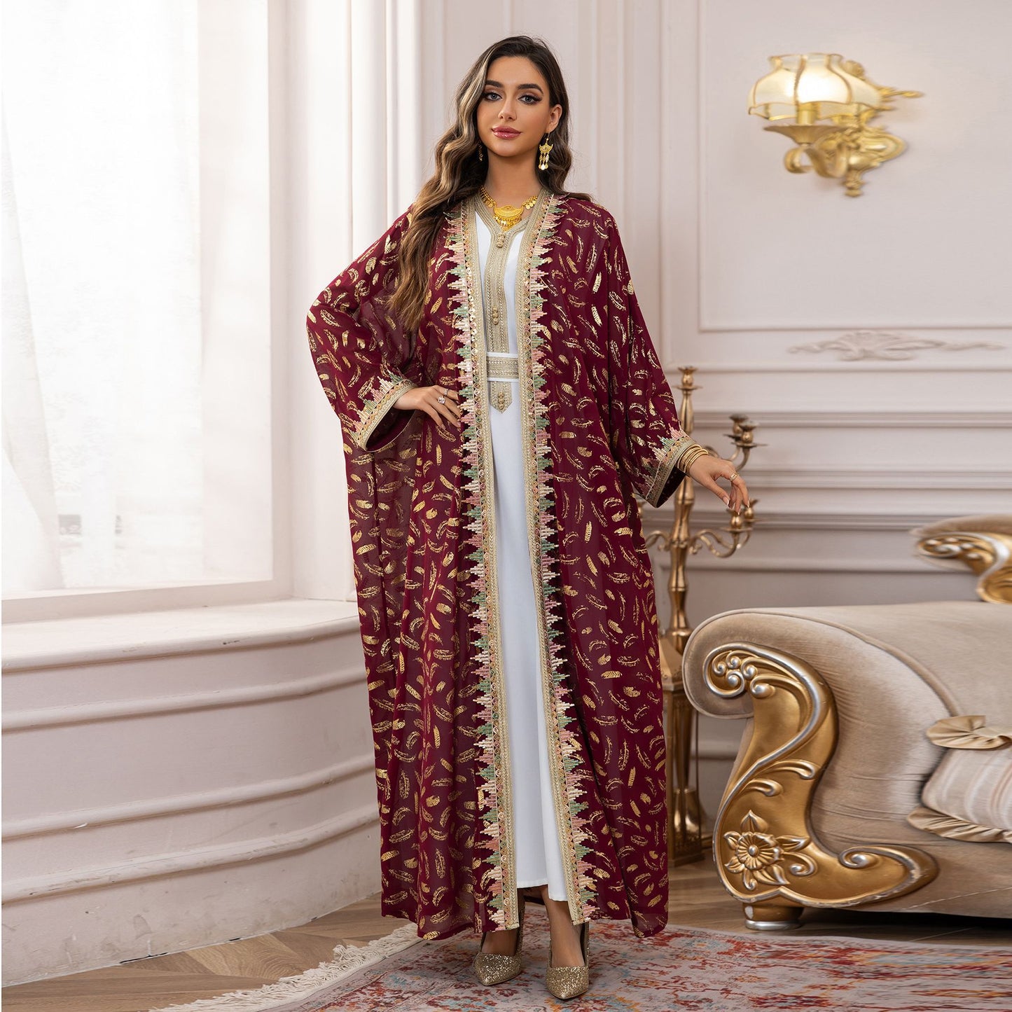 Women's Robe Dress Three-piece Chiffon Bronzing Clothing