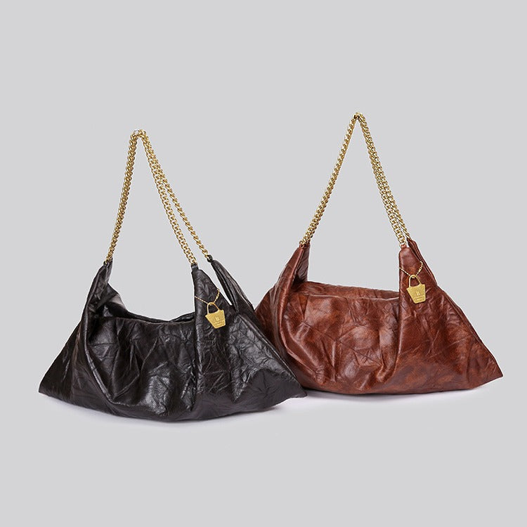 Women's Underarm Fashion Embossed Wrinkled Leather Retro Bags