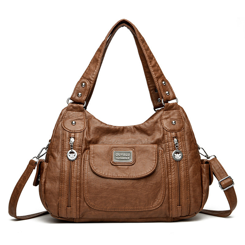 Women's Retro Soft Leather Motorcycle Trendy Quality Handbags