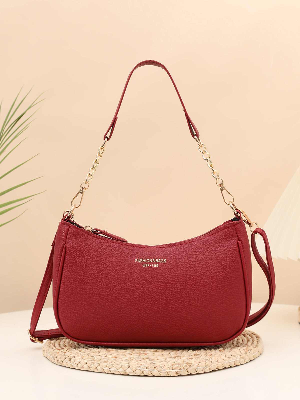 Women's Niche Underarm Fashionable Textured Lychee Pattern Bags