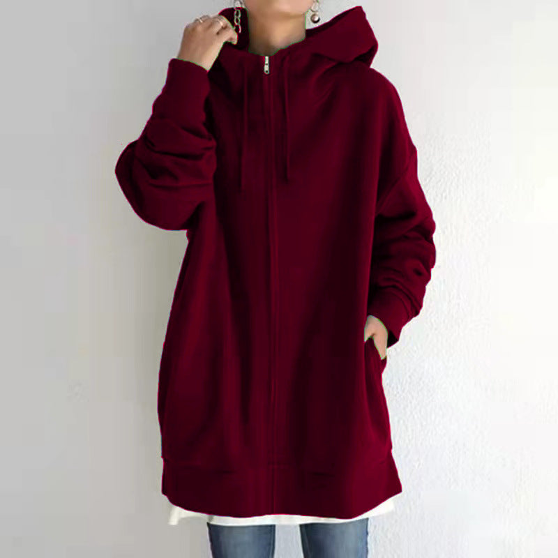 Personality Street Hoodies Zipper Hooded Long Sweaters