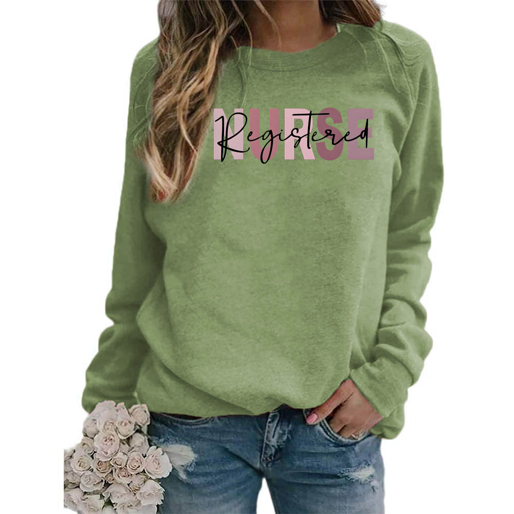 Women's Printed Round Neck Versatile Casual Loose Sweaters