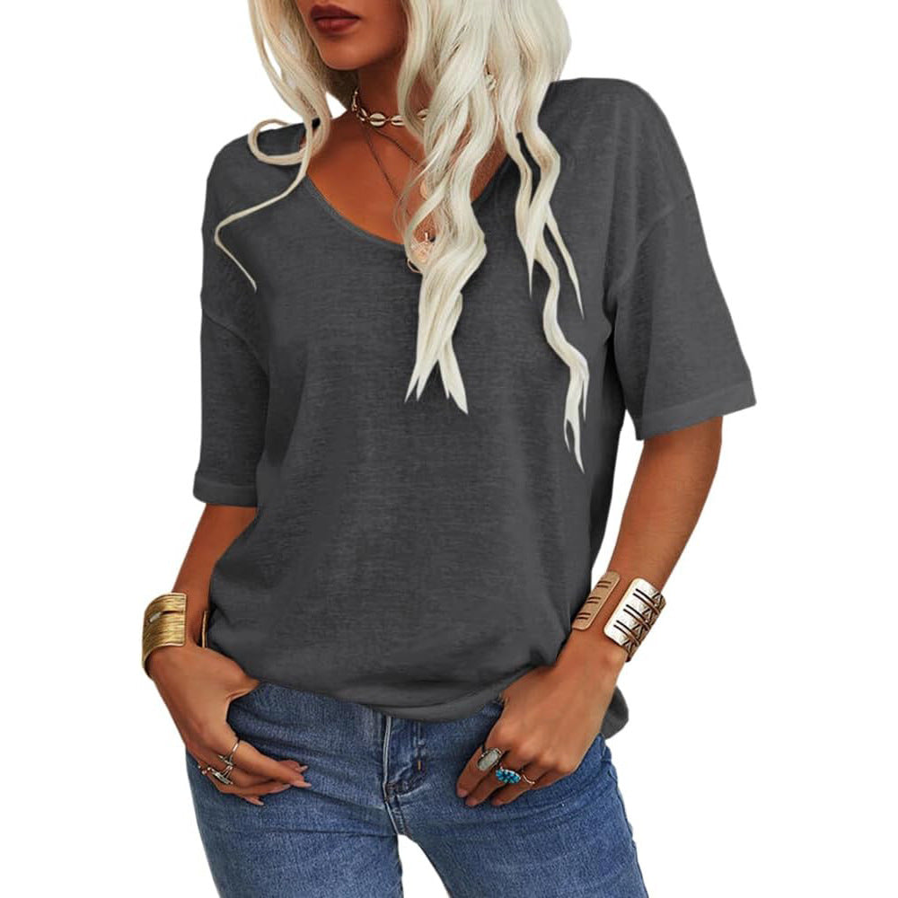 Women's Half Sleeve Loose Shirt Casual Solid Tops