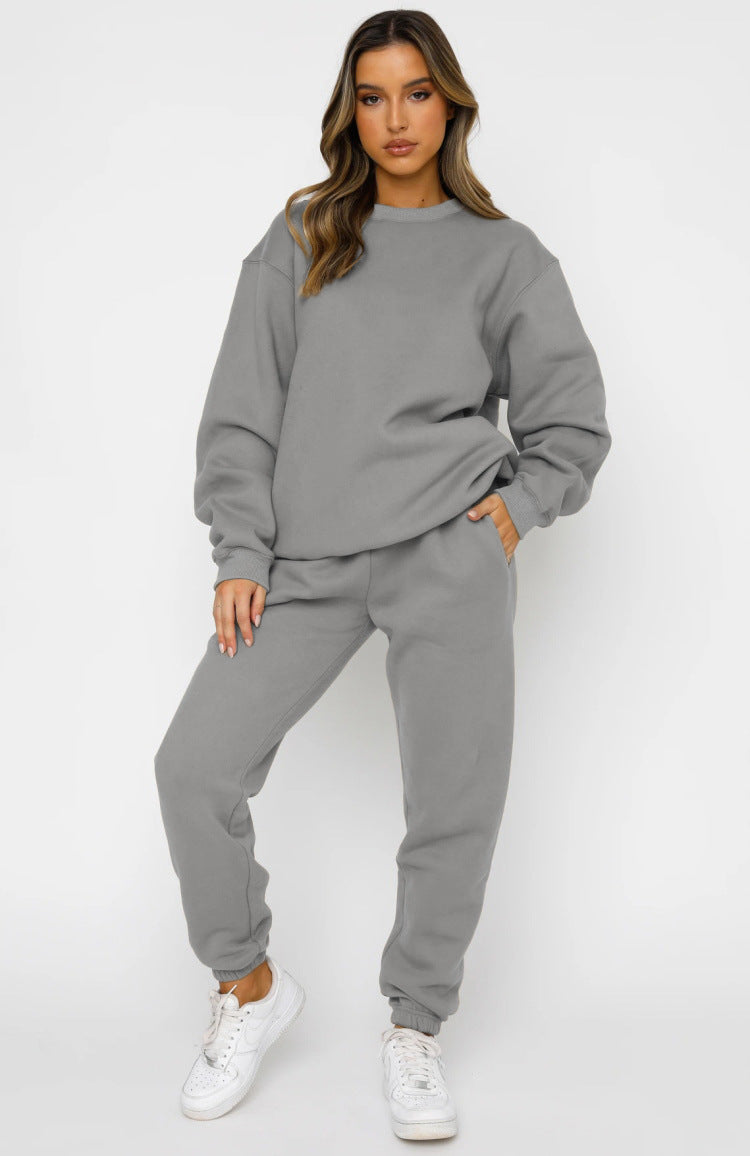 Women's Solid Color Round Neck Pullover Fashion Suits