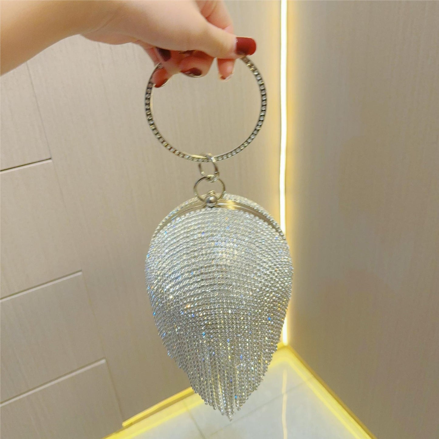 Women's Clutch Rhinestone Tassel Banquet Party Dinner Evening Bags