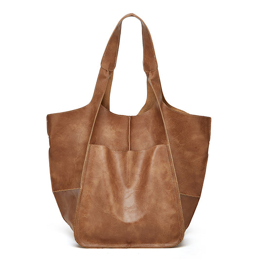 Women's Retro Simple Big Soft Leather Large Handbags