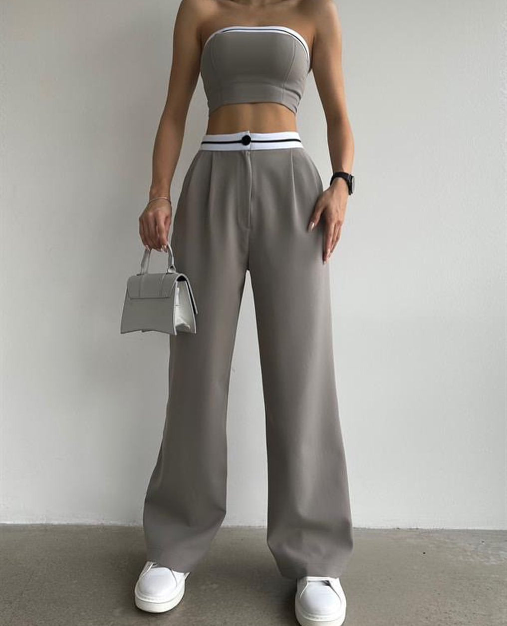 Women's Sports Tube Contrast Color High Waist Suits
