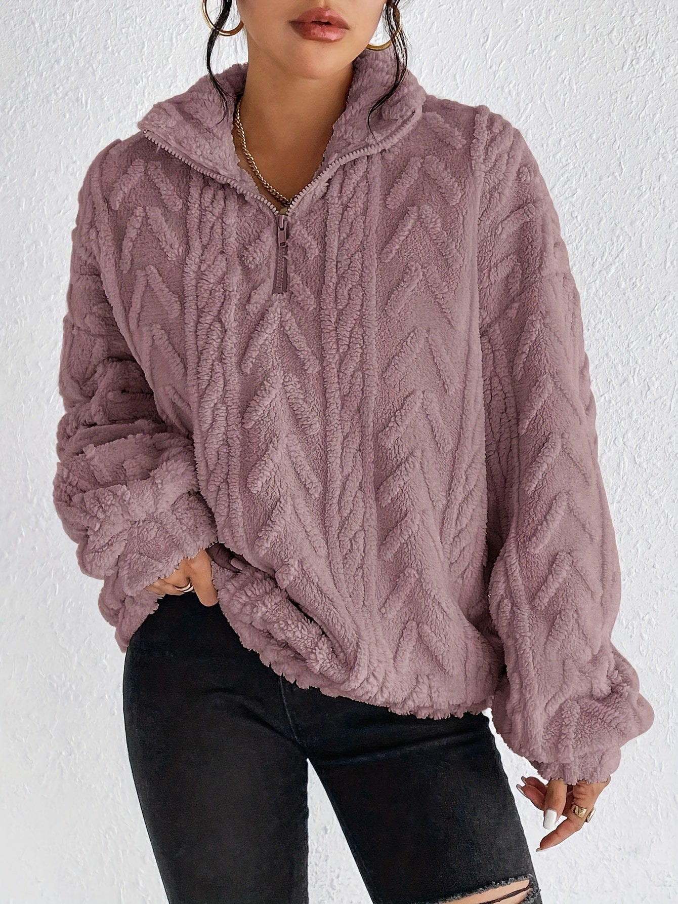 Women's Double-sided Plush Art Casual Zipper Pullover Sweaters