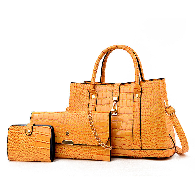 Women's Retro Twist Portable Three-piece Crocodile Pattern Crossbody Bags