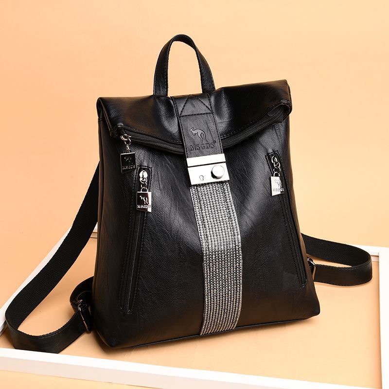 Women's Password Soft Leather Large Capacity Backpacks