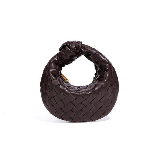 Women's Mini Woven Croissant Knotted Dumpling Convenient Handbags