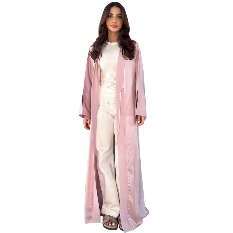 Muslim Robe Fashion Satin Soft Dress Clothing