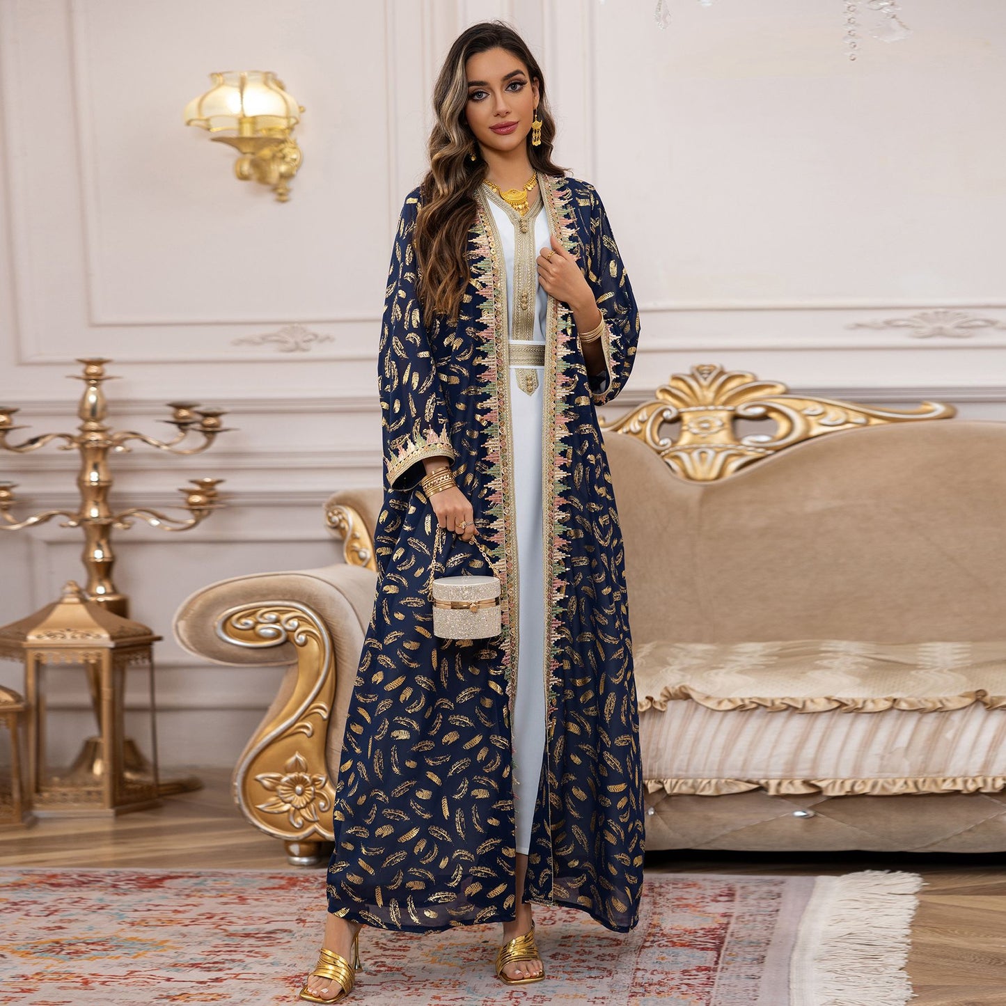 Women's Robe Dress Three-piece Chiffon Bronzing Clothing