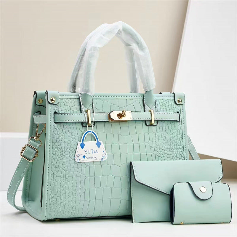 Women's Stone Pattern Mother Solid Color Trendy Small Square Bags