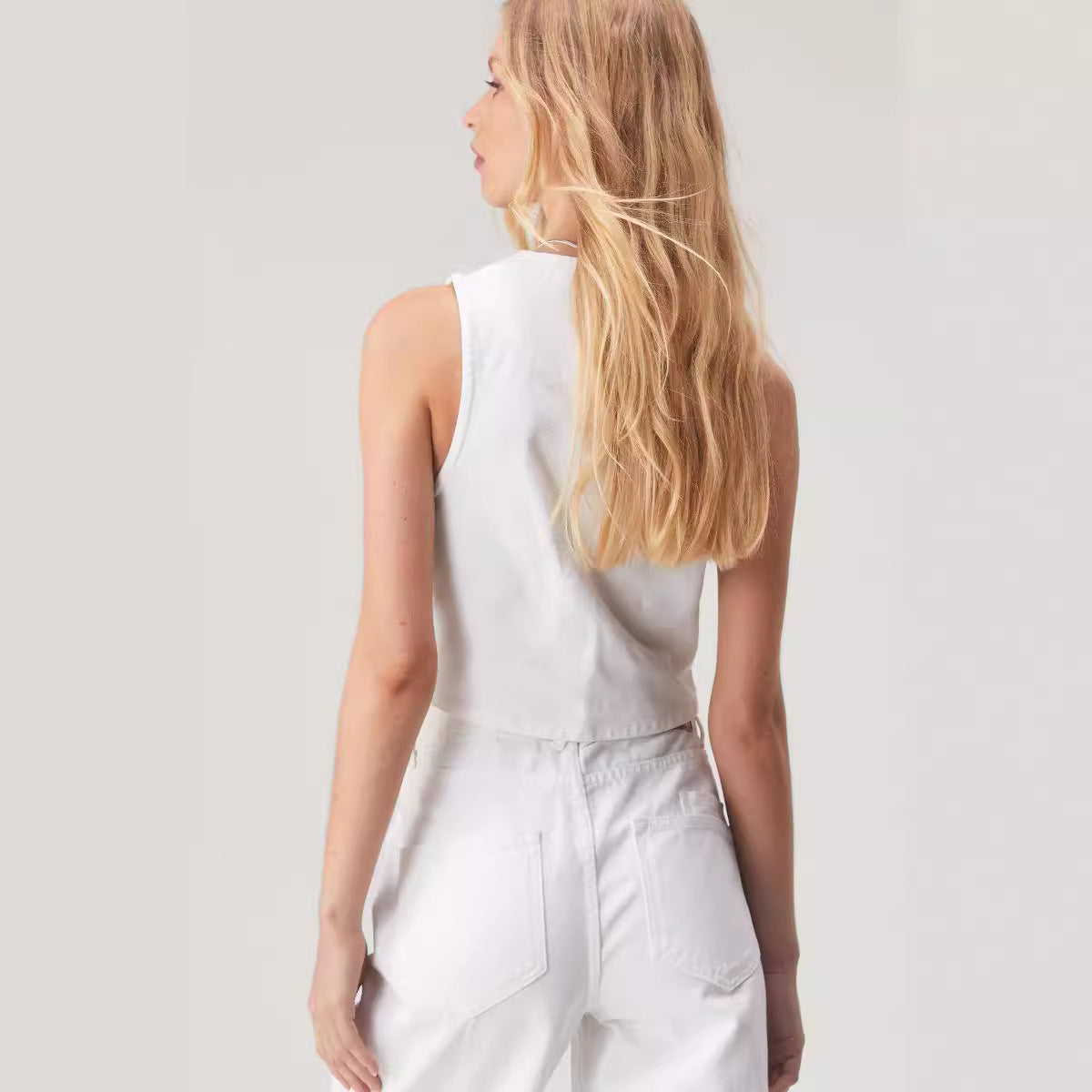 Denim Deep V Fresh Sweet Style Vests