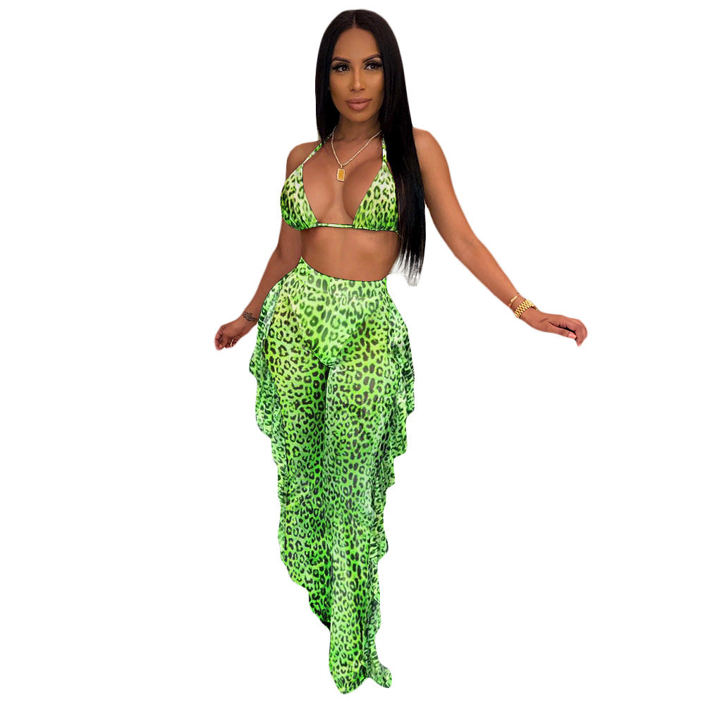 Women's Summer Hollow Bikini Flounced Two-piece Set Suits
