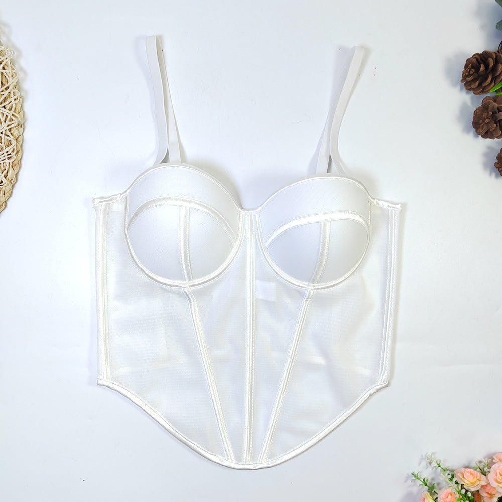 Women's Tube Backless Design Lines Contrast Color Tops