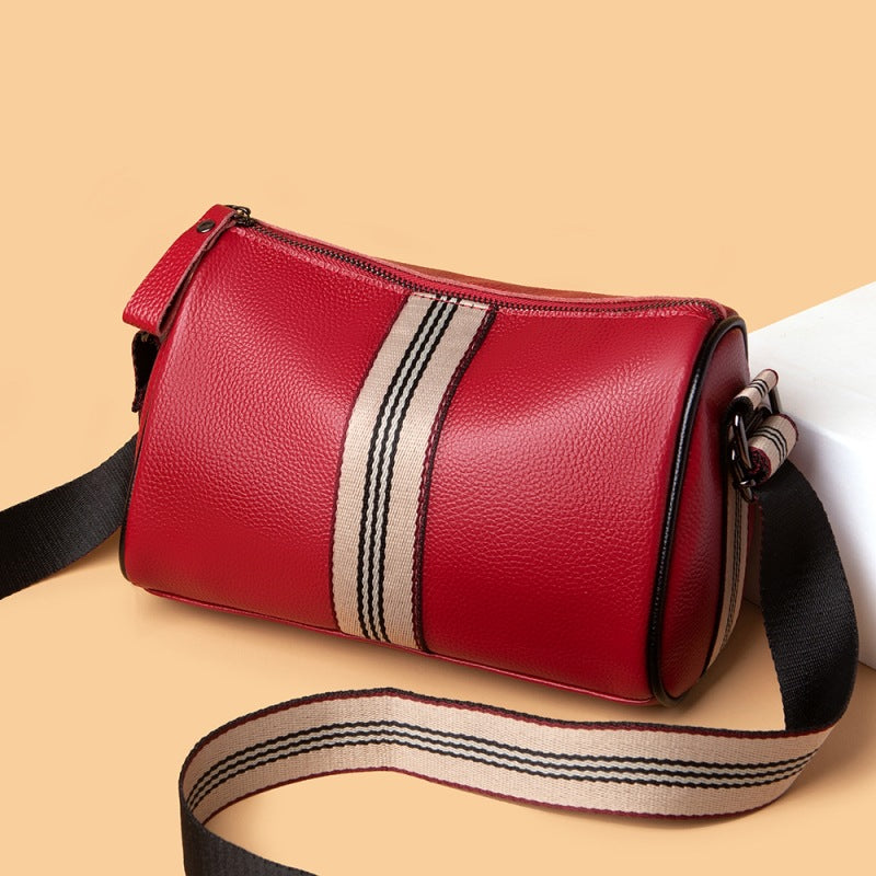 Women's Leather Fashion Litchi Pattern Contrast Color Shoulder Bags