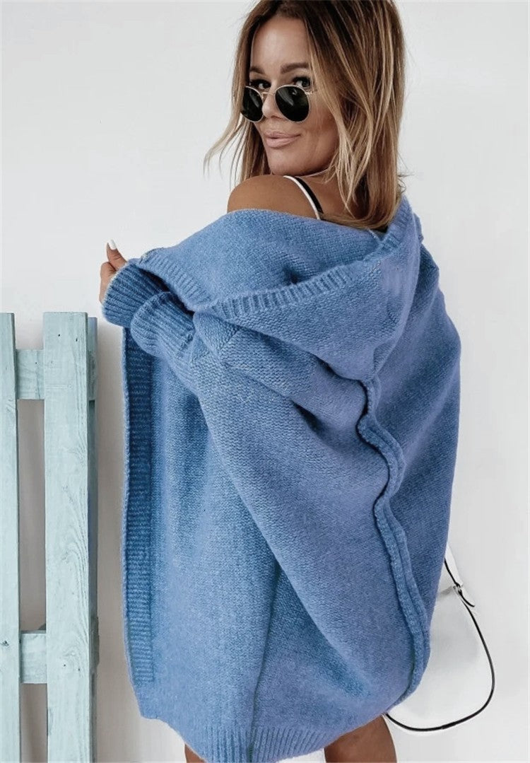 Bat Sleeved Soft Loose Back Stitching Knitwear