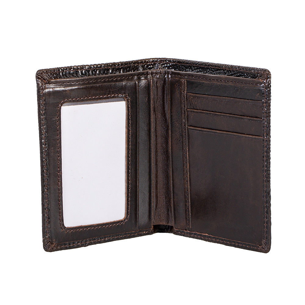 Embossed Leather For Man Horizontal Vertical Crocodile Head Textured Men's Wallet