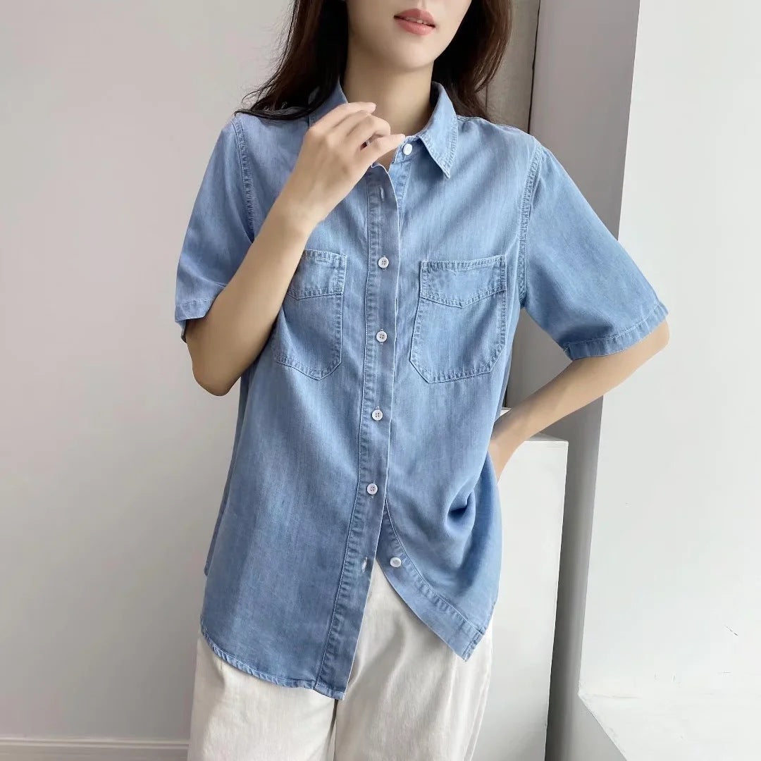 Women's Fashion Wear Thin Loose Casual Denim Blouses