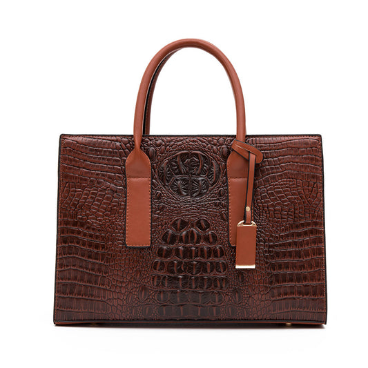 Women's Retro Crocodile Pattern Portable Large Capacity Shoulder Bags