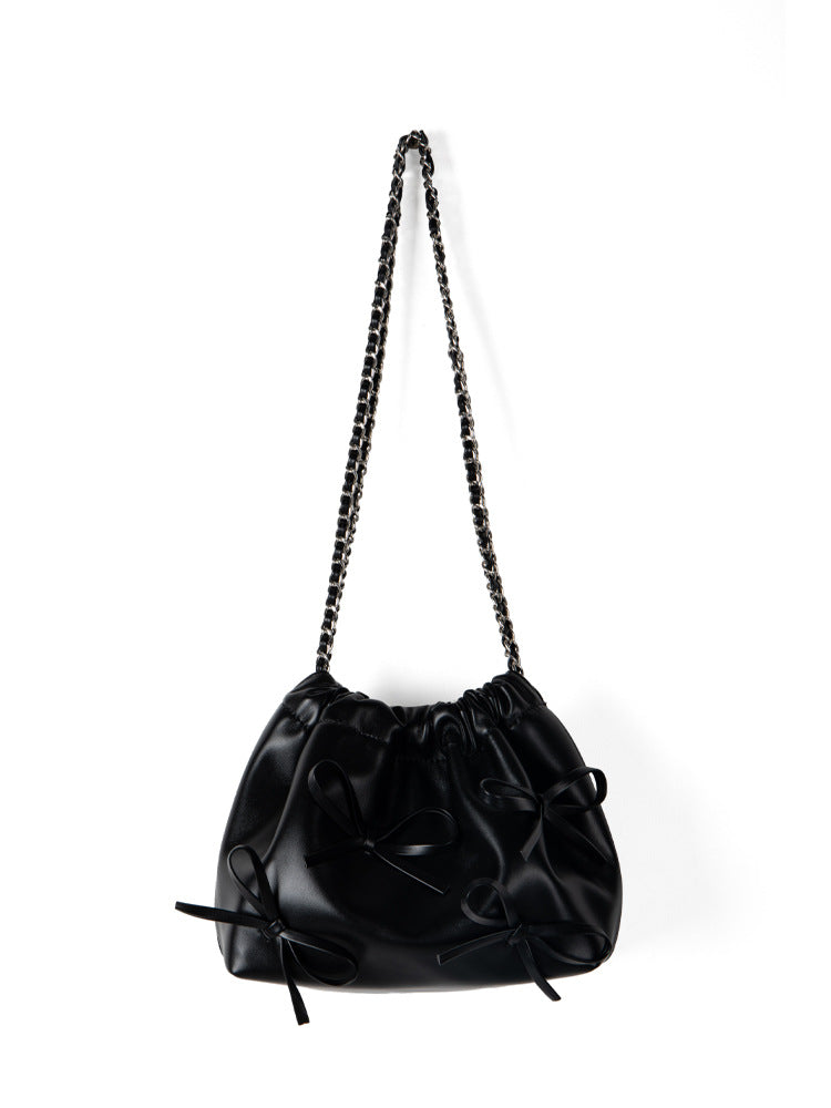 Women's Niche Chain Bow Soft Leather Spring Crossbody Bags