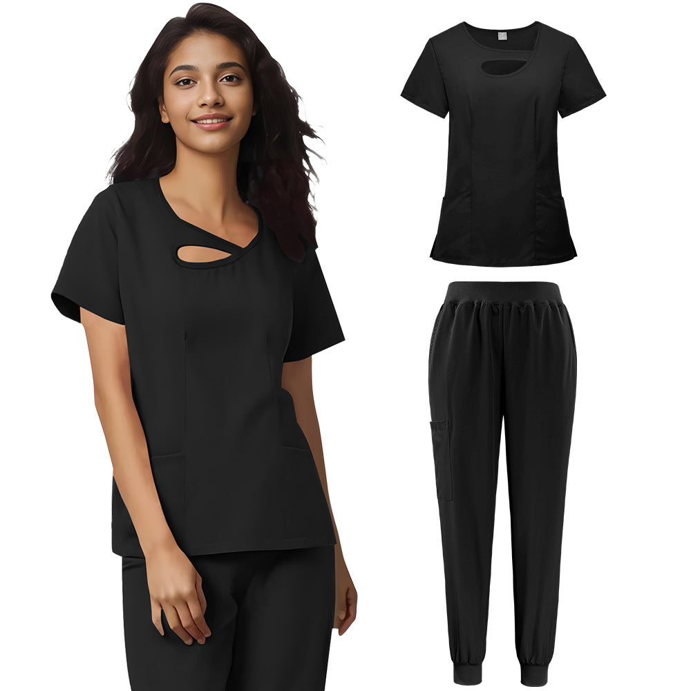 Women's Sexy Cutout Medical Uniforms Solid Color Uniform