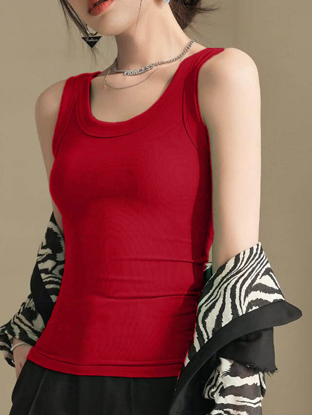 Women's Sportswear Polyester Commute Style Sleeveless Slim Tops