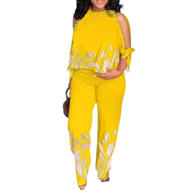 Women's Neck Raglan Half Sleeve Beaded Positioning Suits