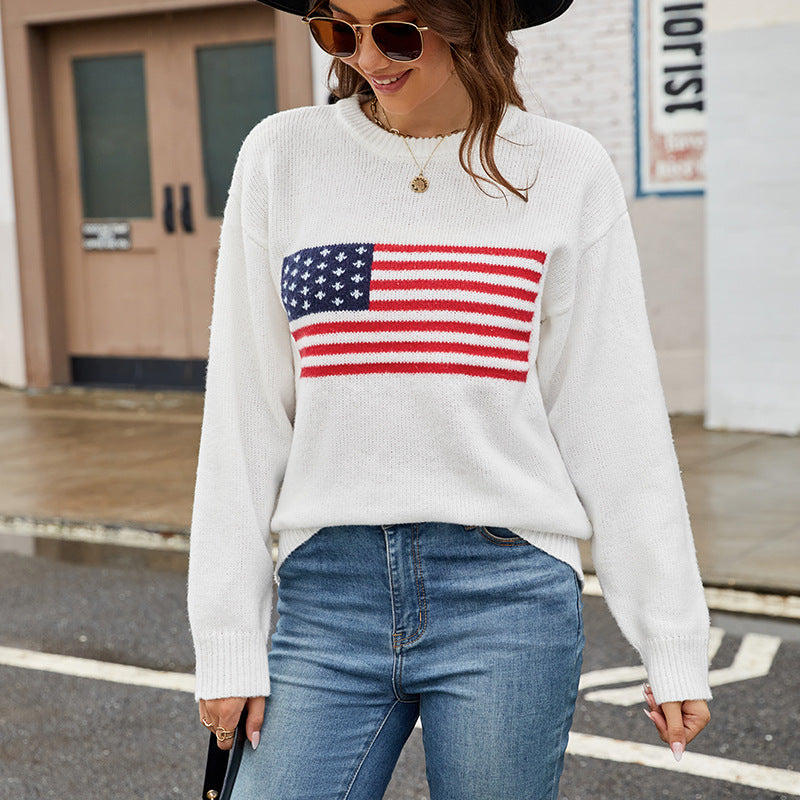 Women's Round Neck Flag Easter Independence Day Sweaters