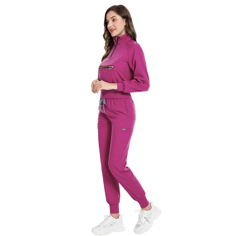 Women's & Men's Sleeve Casual Jogging Surgical Gown Split Hospital Suits