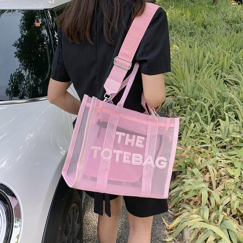Women's Today Popular Jelly Color Mesh Transparent Bags