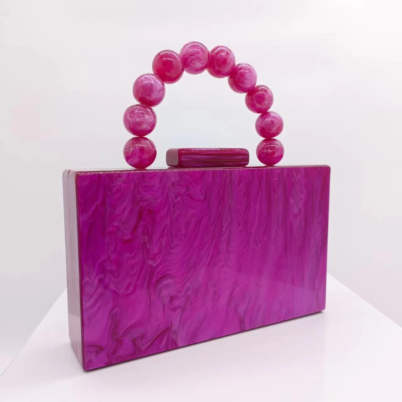 Women's Elegant Pearlescent Acrylic Beaded Wrist Hand-held Evening Bags