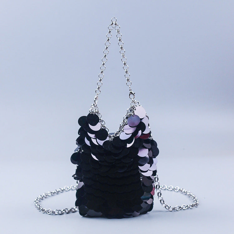 Women's Shiny Metal Scale Sequin Hand-woven Banquet Crossbody Bags