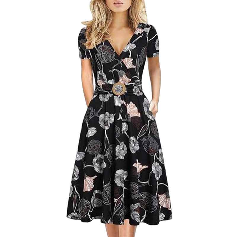 Women's Midi Dress Printed Expansion Beach Dresses